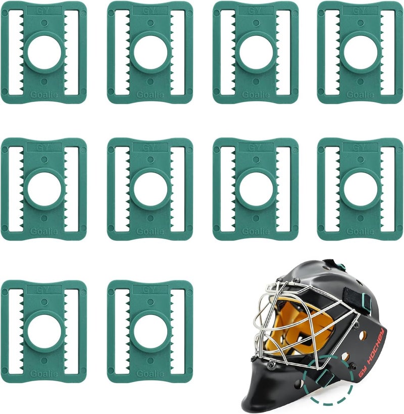 GY Hockey Goalie Mask Slider Clips 10 Pack – 3 x 2.6 cm (1.18 x 1.02 Inches) – Durable Plastic (PC) Replacement Helmet Buckles for Ice Hockey Goalie Helmets - Image 1